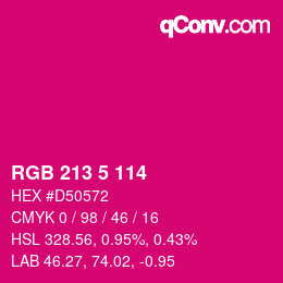 Color code: RGB 213 5 114 | qconv.com