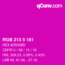 Color code: RGB 213 5 181 | qconv.com