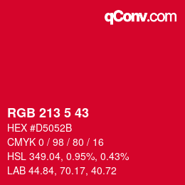 Color code: RGB 213 5 43 | qconv.com