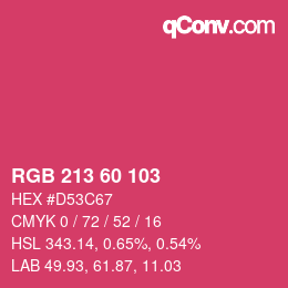 カラーコード: RGB 213 60 103 | qconv.com