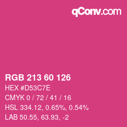 颜色代码: RGB 213 60 126 | qconv.com