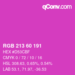 Color code: RGB 213 60 191 | qconv.com