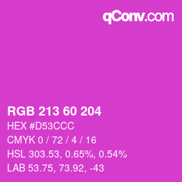 カラーコード: RGB 213 60 204 | qconv.com