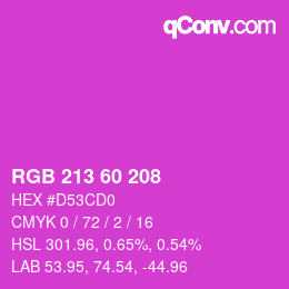 颜色代码: RGB 213 60 208 | qconv.com