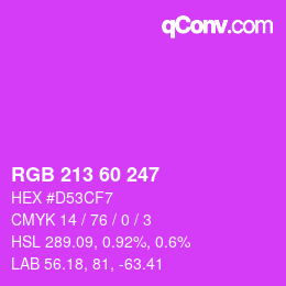 Color code: RGB 213 60 247 | qconv.com