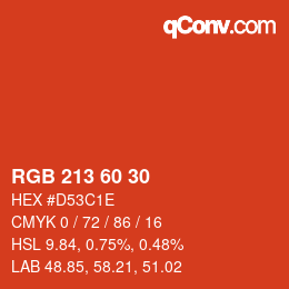 Farbcode: RGB 213 60 30 | qconv.com