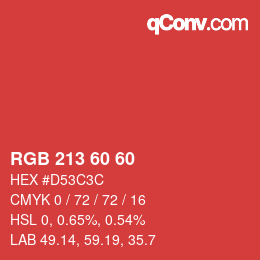 カラーコード: RGB 213 60 60 | qconv.com