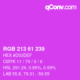 Color code: RGB 213 61 239 | qconv.com