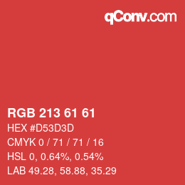 カラーコード: RGB 213 61 61 | qconv.com