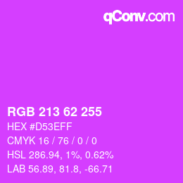 Color code: RGB 213 62 255 | qconv.com
