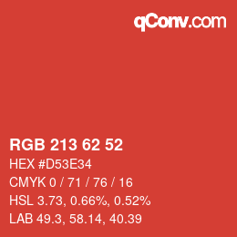 Color code: RGB 213 62 52 | qconv.com