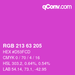 颜色代码: RGB 213 63 205 | qconv.com
