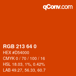 Color code: RGB 213 64 0 | qconv.com
