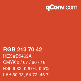 颜色代码: RGB 213 70 42 | qconv.com