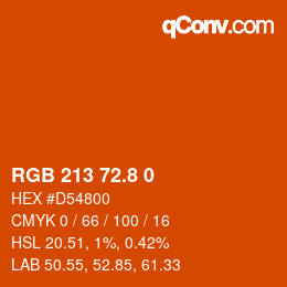 カラーコード: RGB 213 72.8 0 | qconv.com