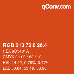 カラーコード: RGB 213 72.8 26.4 | qconv.com