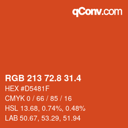 カラーコード: RGB 213 72.8 31.4 | qconv.com