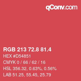 カラーコード: RGB 213 72.8 81.4 | qconv.com