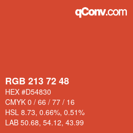 Color code: RGB 213 72 48 | qconv.com