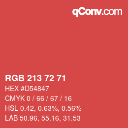 Color code: RGB 213 72 71 | qconv.com