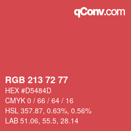 颜色代码: RGB 213 72 77 | qconv.com