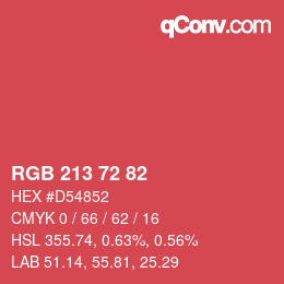 Color code: RGB 213 72 82 | qconv.com