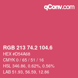 カラーコード: RGB 213 74.2 104.6 | qconv.com