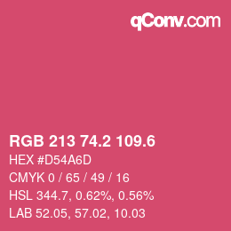 カラーコード: RGB 213 74.2 109.6 | qconv.com