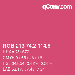 カラーコード: RGB 213 74.2 114.6 | qconv.com