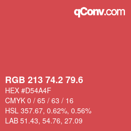 カラーコード: RGB 213 74.2 79.6 | qconv.com