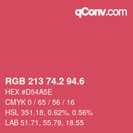 カラーコード: RGB 213 74.2 94.6 | qconv.com
