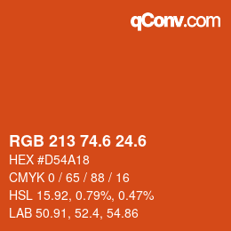 カラーコード: RGB 213 74.6 24.6 | qconv.com