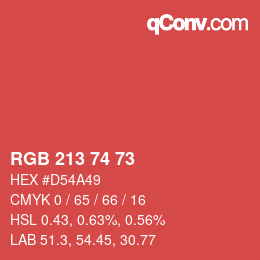 颜色代码: RGB 213 74 73 | qconv.com