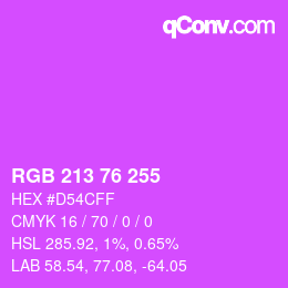 Color code: RGB 213 76 255 | qconv.com