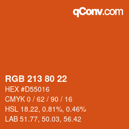 Color code: RGB 213 80 22 | qconv.com