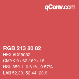 颜色代码: RGB 213 80 82 | qconv.com