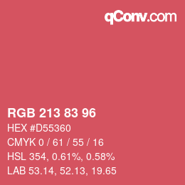 Color code: RGB 213 83 96 | qconv.com