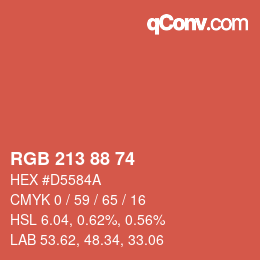 Color code: RGB 213 88 74 | qconv.com