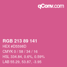 Color code: RGB 213 89 141 | qconv.com