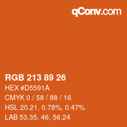 Color code: RGB 213 89 26 | qconv.com