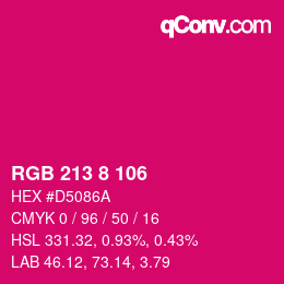 カラーコード: RGB 213 8 106 | qconv.com