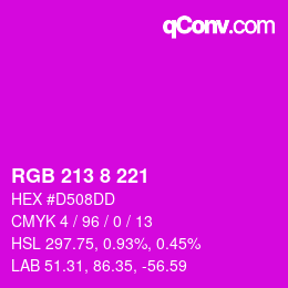 カラーコード: RGB 213 8 221 | qconv.com