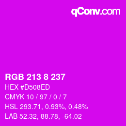 カラーコード: RGB 213 8 237 | qconv.com