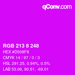 颜色代码: RGB 213 8 248 | qconv.com