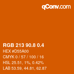 カラーコード: RGB 213 90.8 0.4 | qconv.com