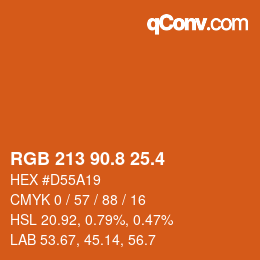 カラーコード: RGB 213 90.8 25.4 | qconv.com