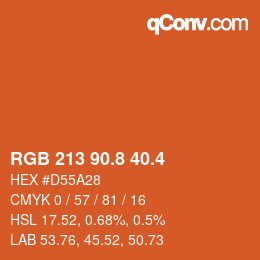 カラーコード: RGB 213 90.8 40.4 | qconv.com