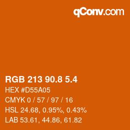 カラーコード: RGB 213 90.8 5.4 | qconv.com
