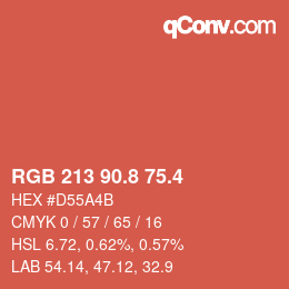 カラーコード: RGB 213 90.8 75.4 | qconv.com