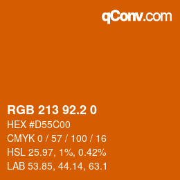 カラーコード: RGB 213 92.2 0 | qconv.com